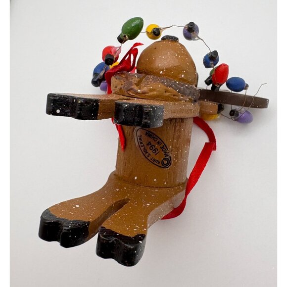 Vintage Kurt S Adler Moose Christmas Tree Ornament Tangled in Lights 1994 - Picture 4 of 8